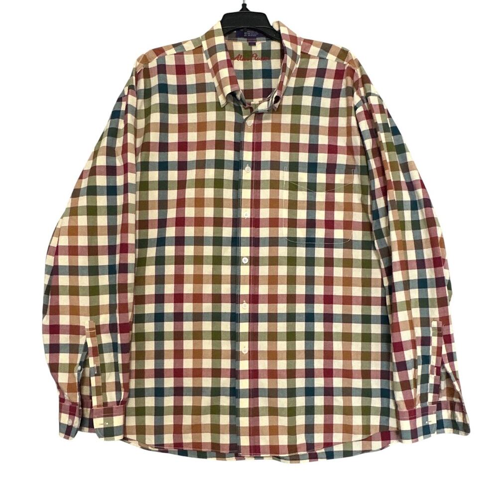 Alan Flusser Plaid Button Down Shirt Men's XXL Multicolor Cotton Long Sleeve